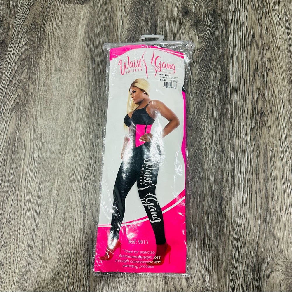Waist Gang Society Pink and Black Waist Trainer Shapewear Size NWT Size XL